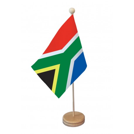Drapeau de table Afrique du Sud socle bois