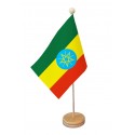 Drapeau de table Ethiopie socle bois