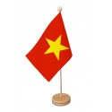 Drapeau de table Viêt Nam socle bois